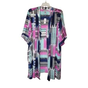 Catherines multi-color print kimono style duster Size 3X NWT